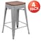 Flash Furniture 24" High Metal Indoor Counter Stool, Silver, PK4 4-ET-31320W-24-SV-R-GG - alternate 4